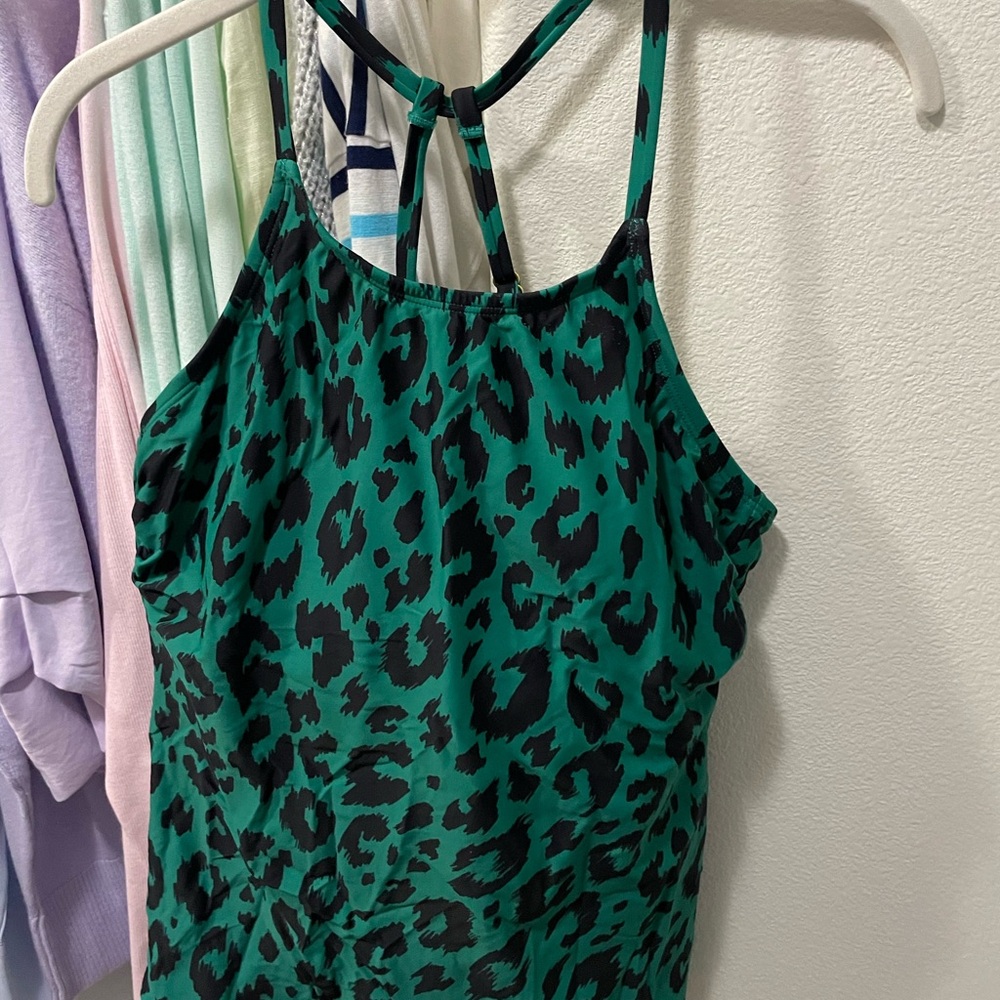 Kona Sol Teal and Black Patterned Tankini